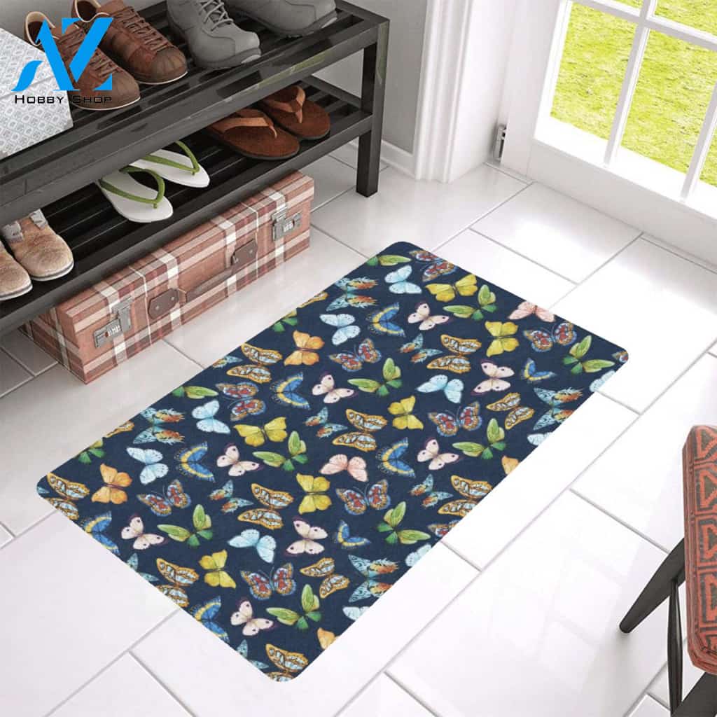 Butterfly Beautiful Print Pattern Rubber Doormat