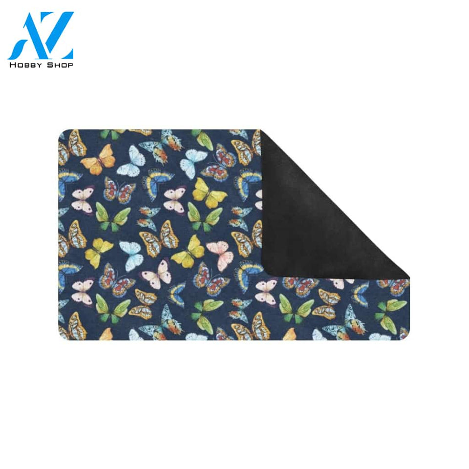 Butterfly Beautiful Print Pattern Rubber Doormat