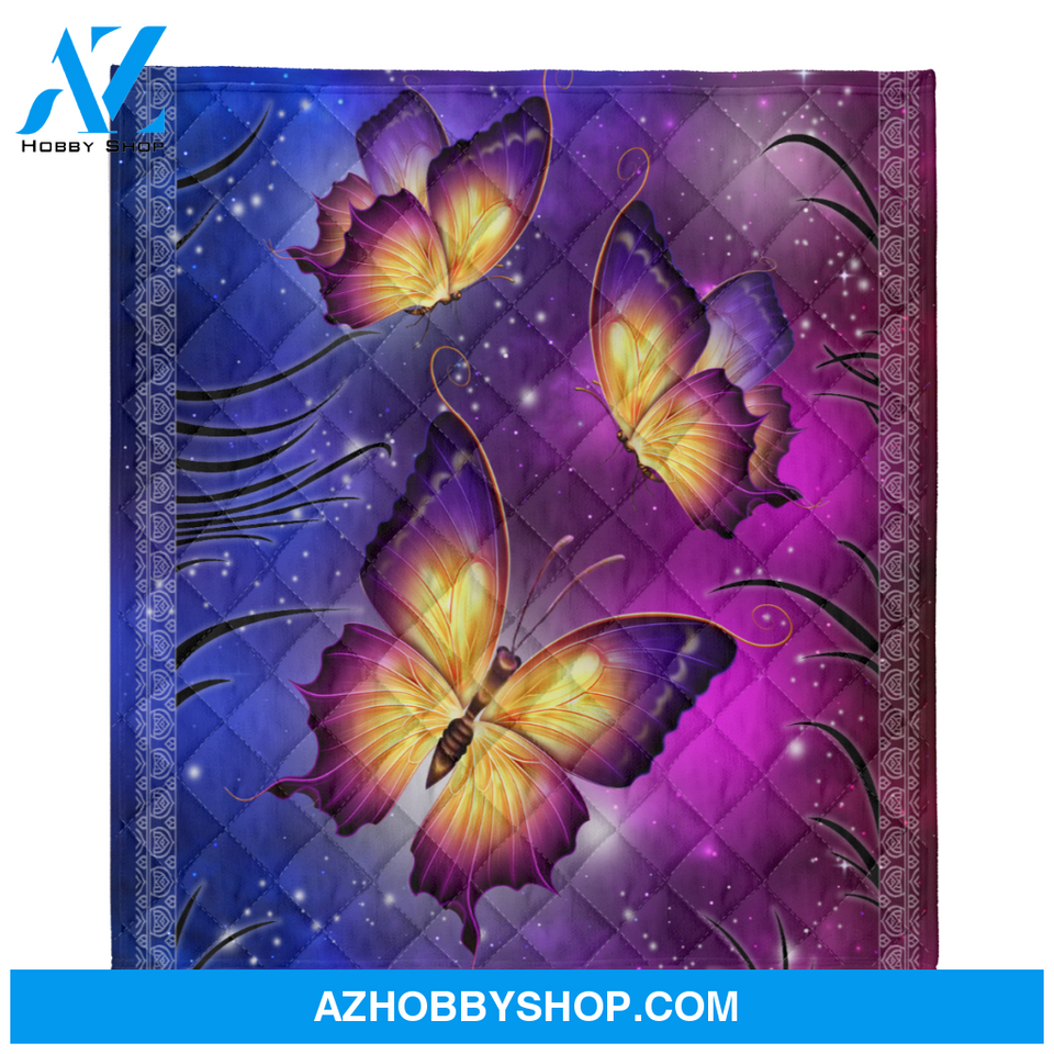 Butterfly Blanket, Beautiful Purple Sky Night Butterfly
