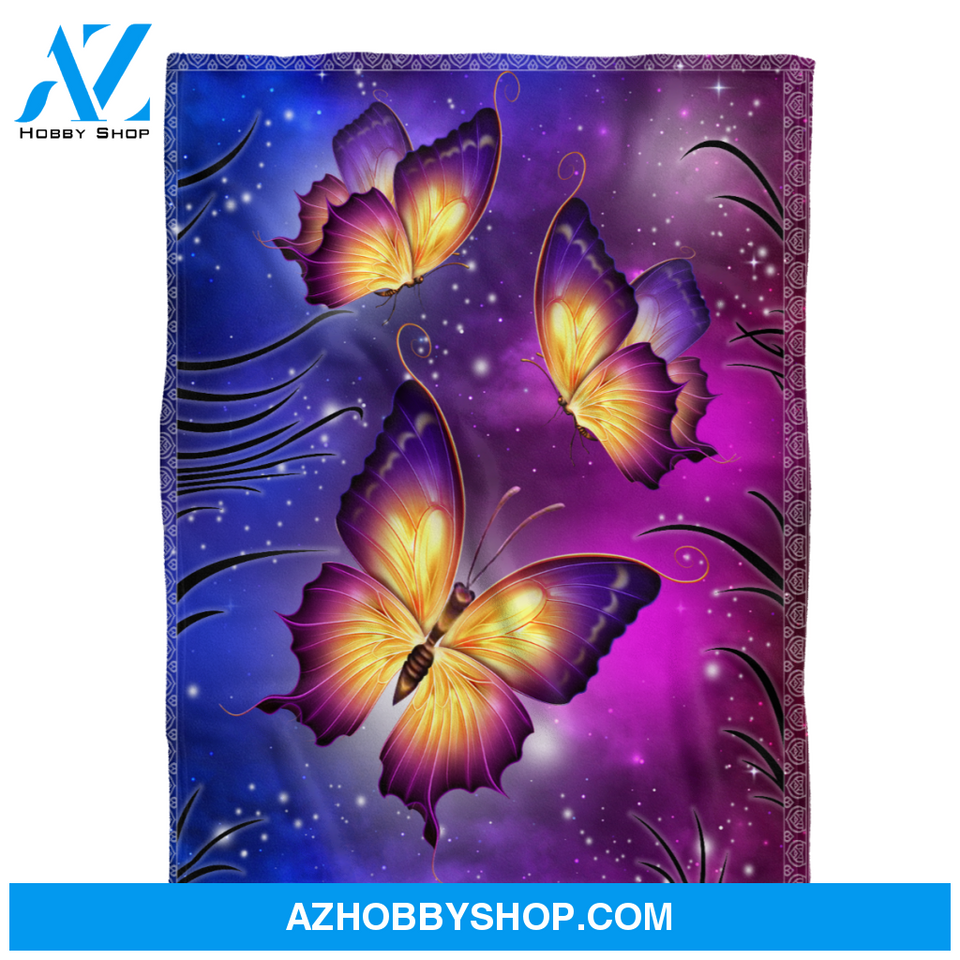 Butterfly Blanket, Beautiful Purple Sky Night Butterfly