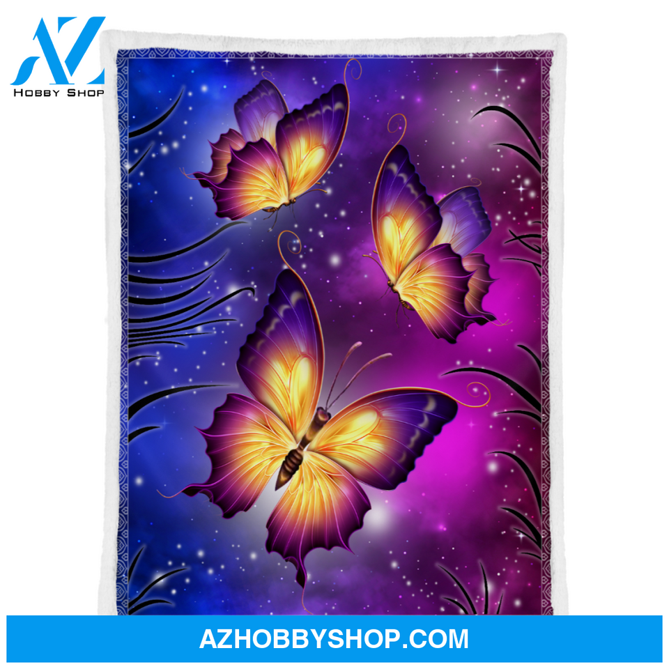 Butterfly Blanket, Beautiful Purple Sky Night Butterfly