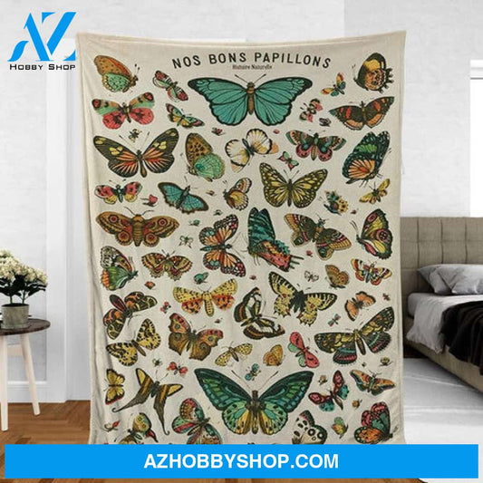 Butterfly Blanket, Butterflies Chart Blanket, Vintage Butterfly Chart, Colorful Butterfly, Boho Blanket