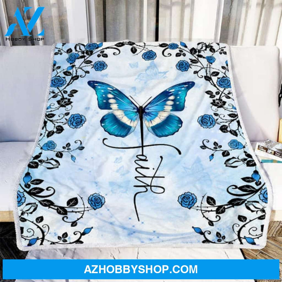 Butterfly Blanket, Faith Butterfly Blue Rose