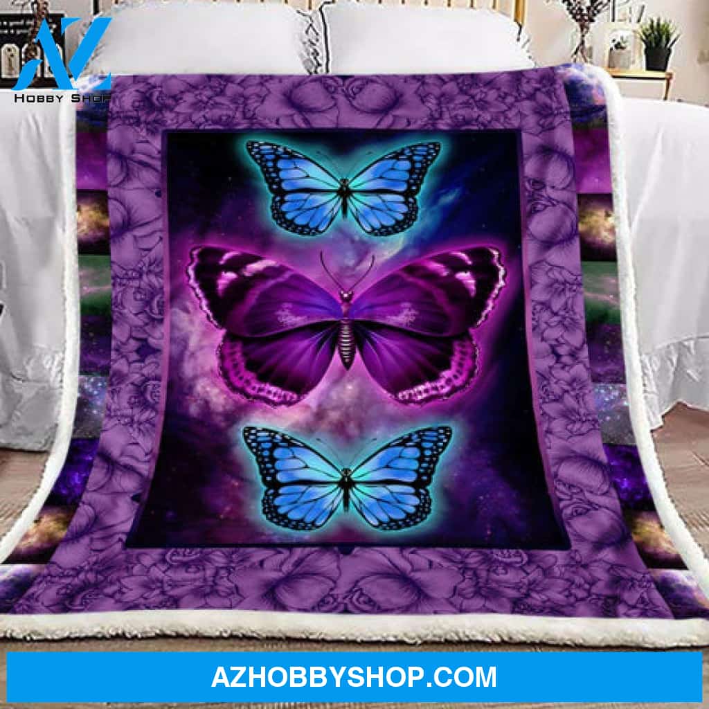 Butterfly Blanket, Butterfly Lover Purple Blue