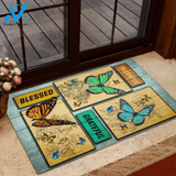 Butterfly Blessed Grateful Thankful Easy Clean Welcome DoorMat | Felt And Rubber | DO2575