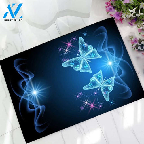 Butterfly Blue Color Doormat Welcome Mat House Warming Gift Home Decor Gift for Butterfly Lovers Funny Doormat Gift Idea