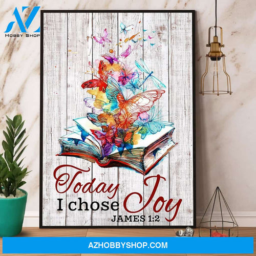 Butterfly & Book Today I Choose Joy Canvas And Poster, Wall Decor Visual Art