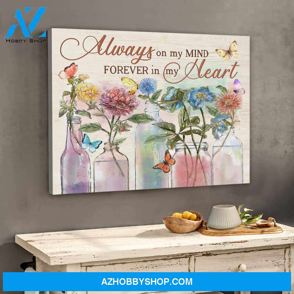 Butterfly Canvas Always on my mind Forever in my heart Wall Art Decor