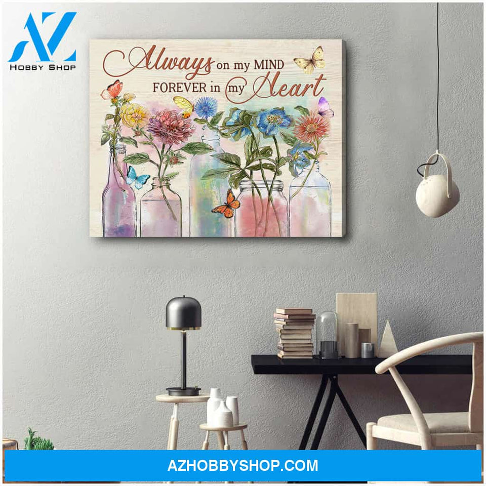 Butterfly Canvas Always on my mind Forever in my heart Wall Art Decor