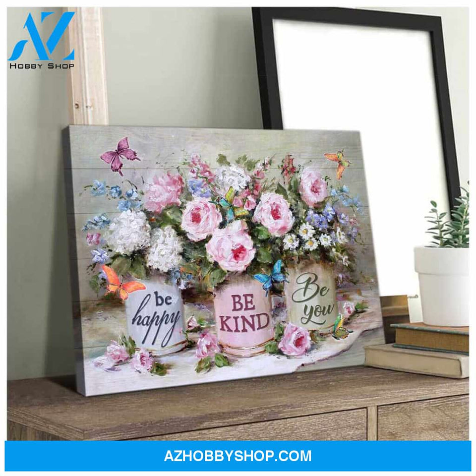 Butterfly Canvas Be Happy Be Kind Be You Wall Art Decor