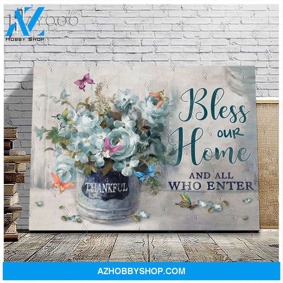 Butterfly - Canvas - Bless Our Home And All Who Enter