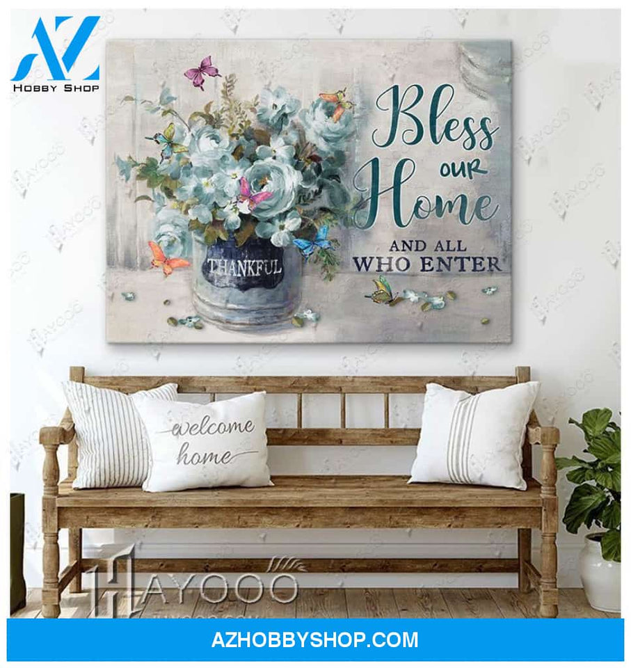 Butterfly - Canvas - Bless Our Home And All Who Enter