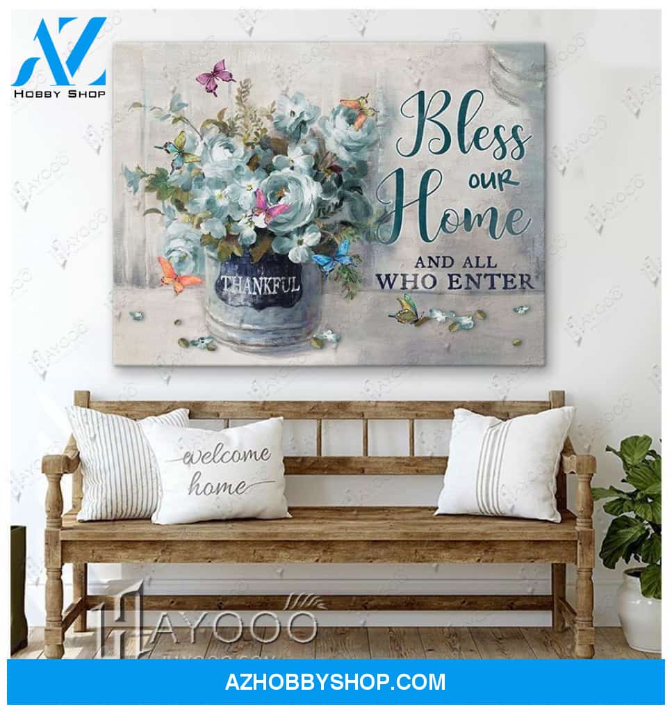 Butterfly - Canvas - Bless Our Home And All Who Enter