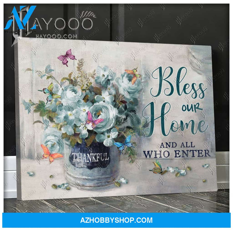Butterfly - Canvas - Bless Our Home And All Who Enter