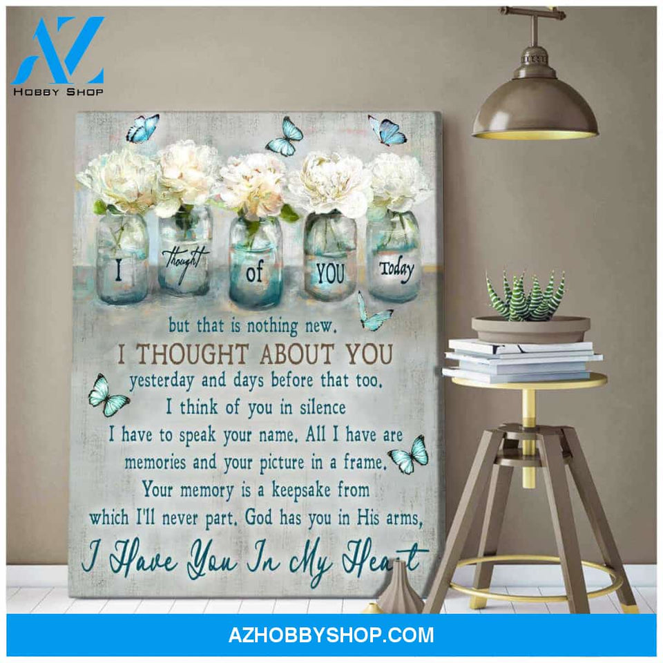 Butterfly Canvas I Thought Of You Memorial Wall Art Decor, Canvas Wall Art