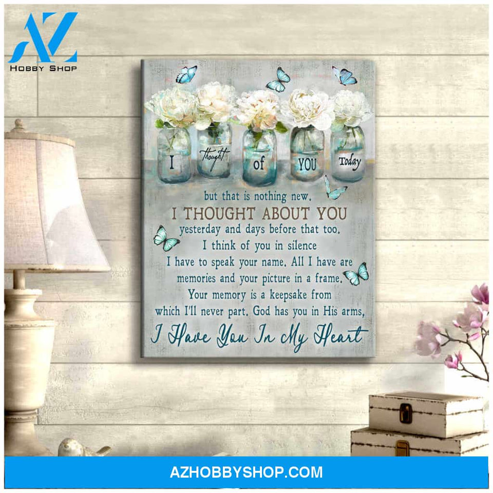Butterfly Canvas I Thought Of You Memorial Wall Art Decor, Canvas Wall Art