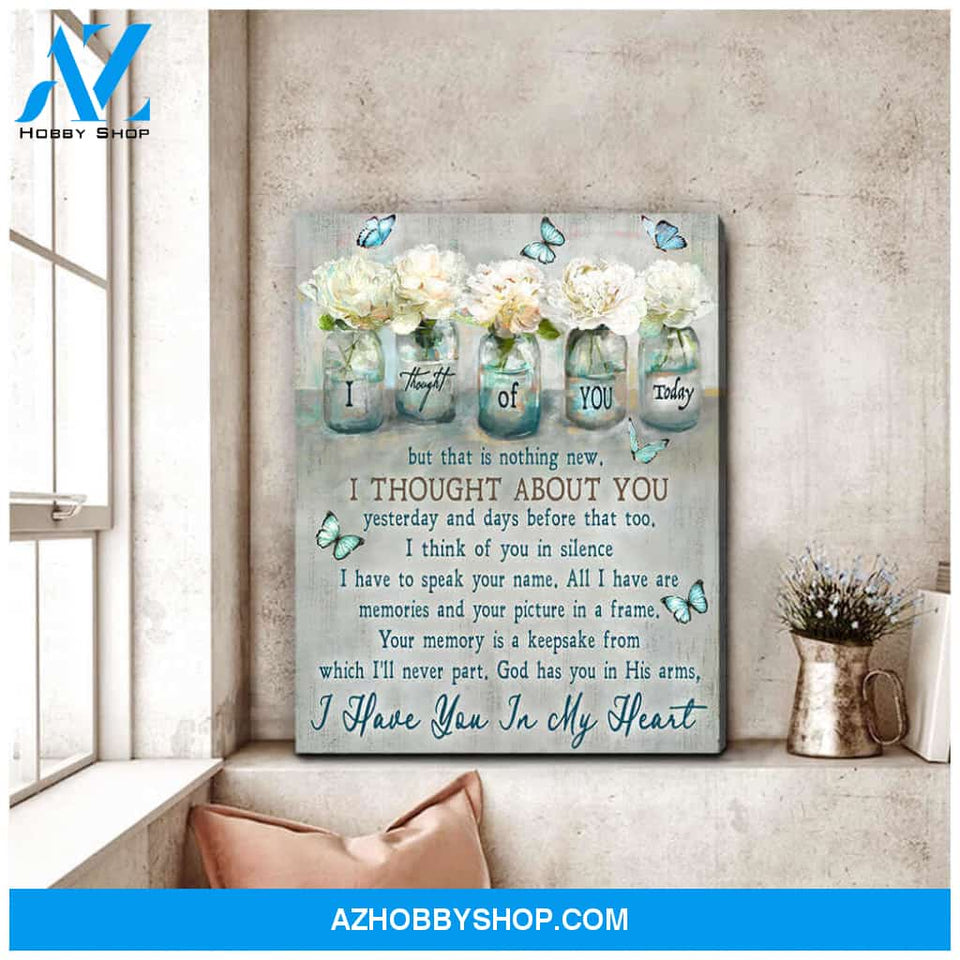 Butterfly Canvas I Thought Of You Memorial Wall Art Decor, Canvas Wall Art