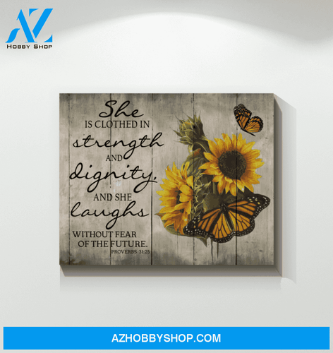 Butterfly Canvas She'S Clothed In Strength And Dignity And She Laugh Giving Mom