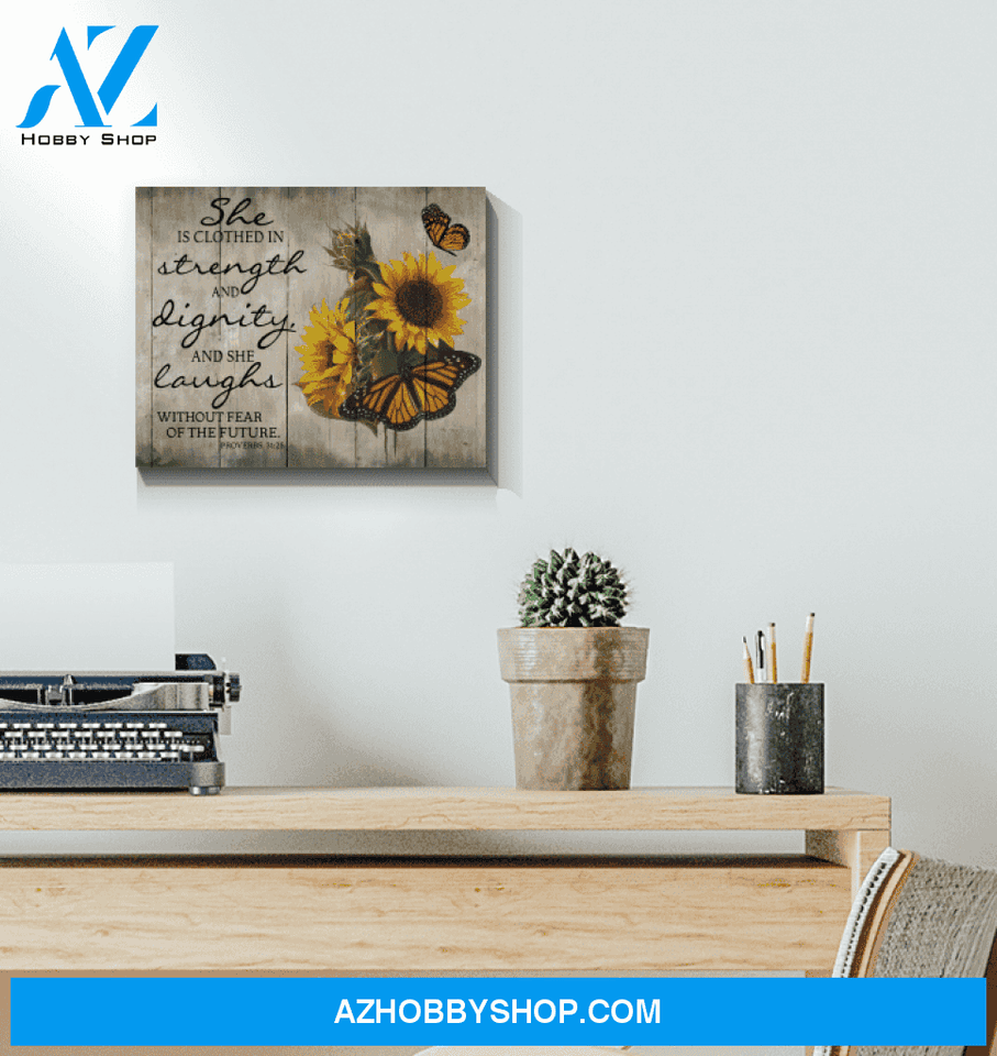 Butterfly Canvas She'S Clothed In Strength And Dignity And She Laugh Giving Mom