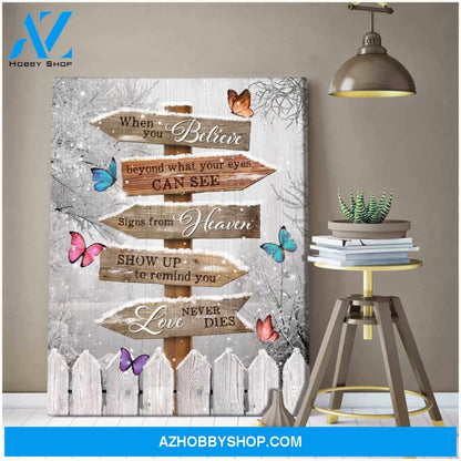 Butterfly Canvas Signs From Heaven Wall Art Decor, Canvas Wall Art