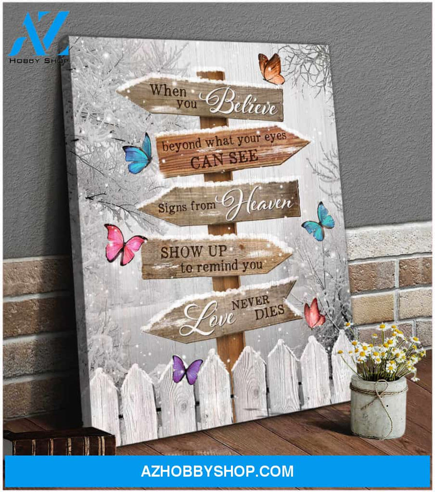 Butterfly Canvas Signs From Heaven Wall Art Decor, Canvas Wall Art