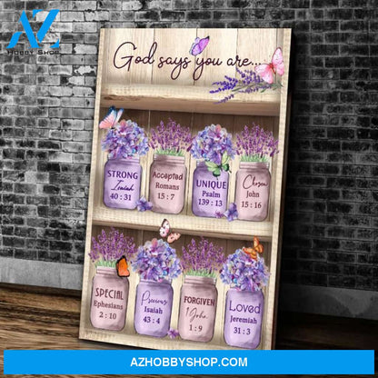 Butterfly Canvas Wall Art, Butterfly Farmhouse God Says You Are Canvas Wall Art, Motivational Quotes Canvas