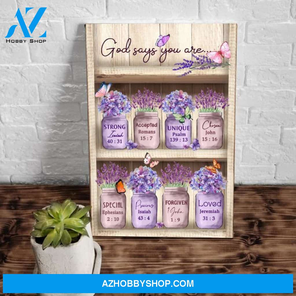Butterfly Canvas Wall Art, Butterfly Farmhouse God Says You Are Canvas Wall Art, Motivational Quotes Canvas