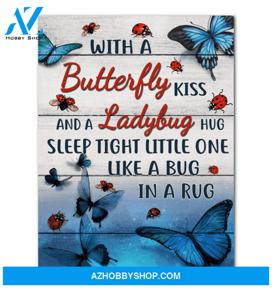 Butterfly Canvas With A Butterfly Kiss And A Ladybug Hug Trending Framed Matte Canvas