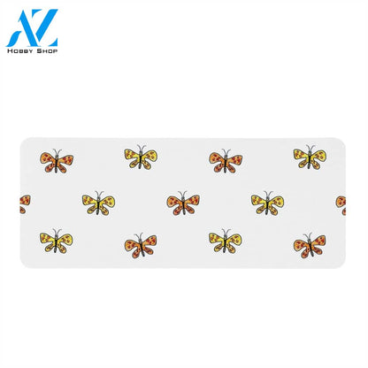 Butterfly Cartoon Drawing Motif Pattern Rectangular Doormat