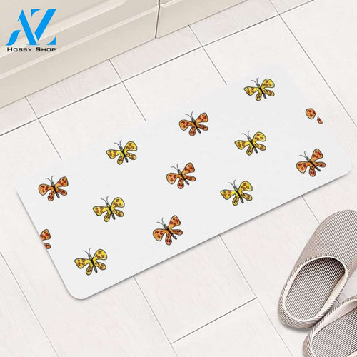 Butterfly Cartoon Drawing Motif Pattern Rectangular Doormat