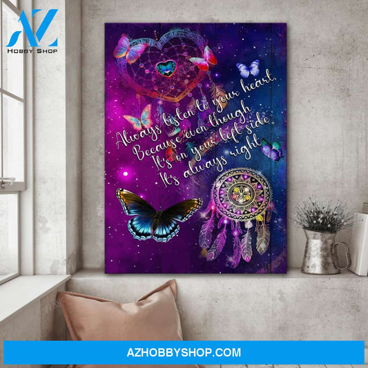 Butterfly dreamcatcher - Always listen to your heart - Heaven Portrait Canvas Prints - Wall Art
