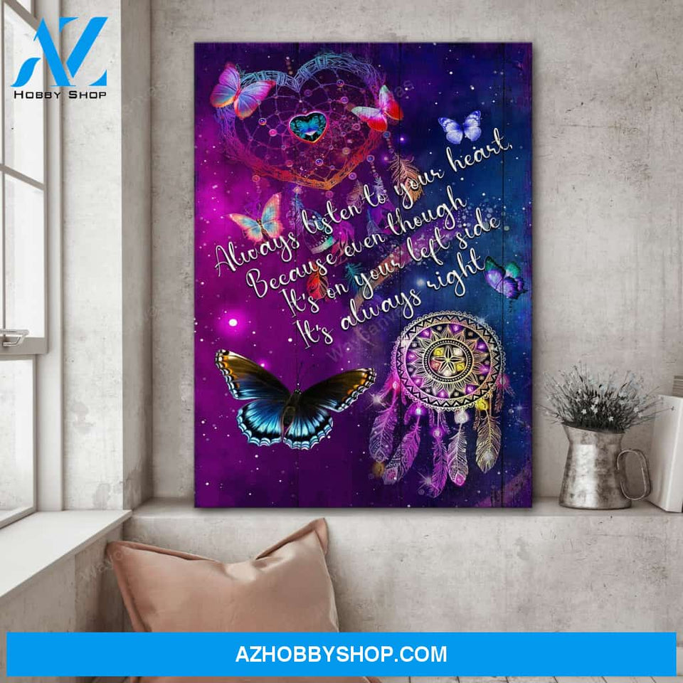 Butterfly dreamcatcher - Always listen to your heart - Heaven Portrait Canvas Prints - Wall Art