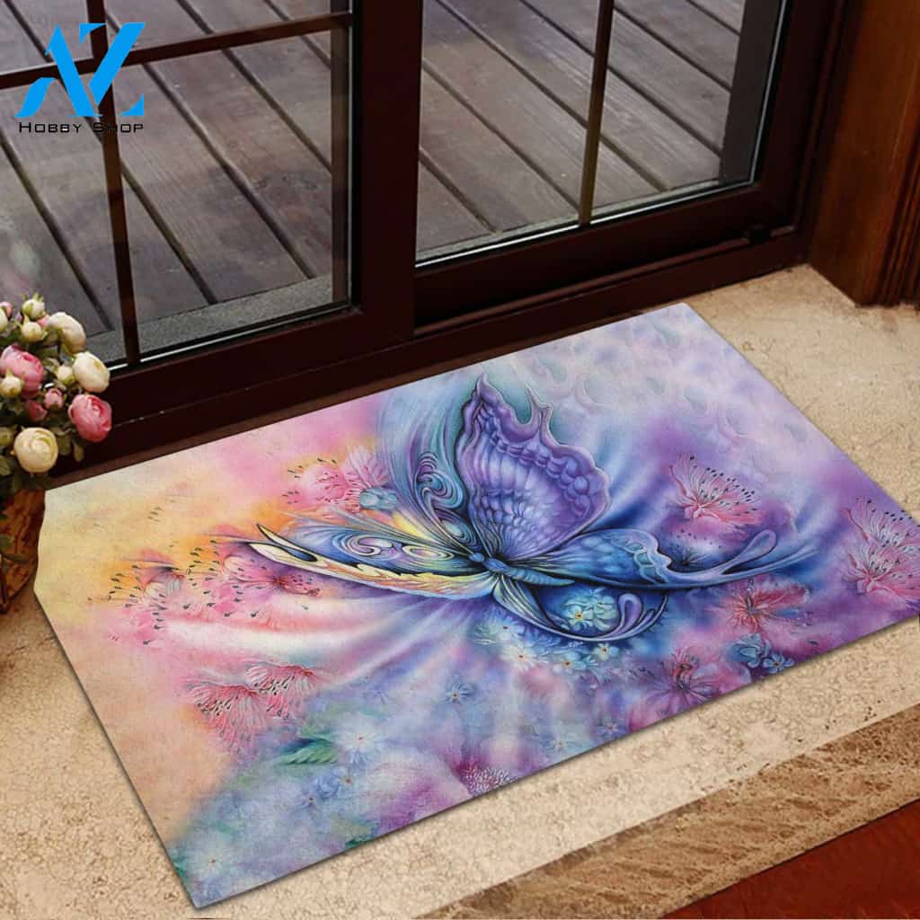 Butterfly Easy Clean Welcome DoorMat | Felt And Rubber | DO2427