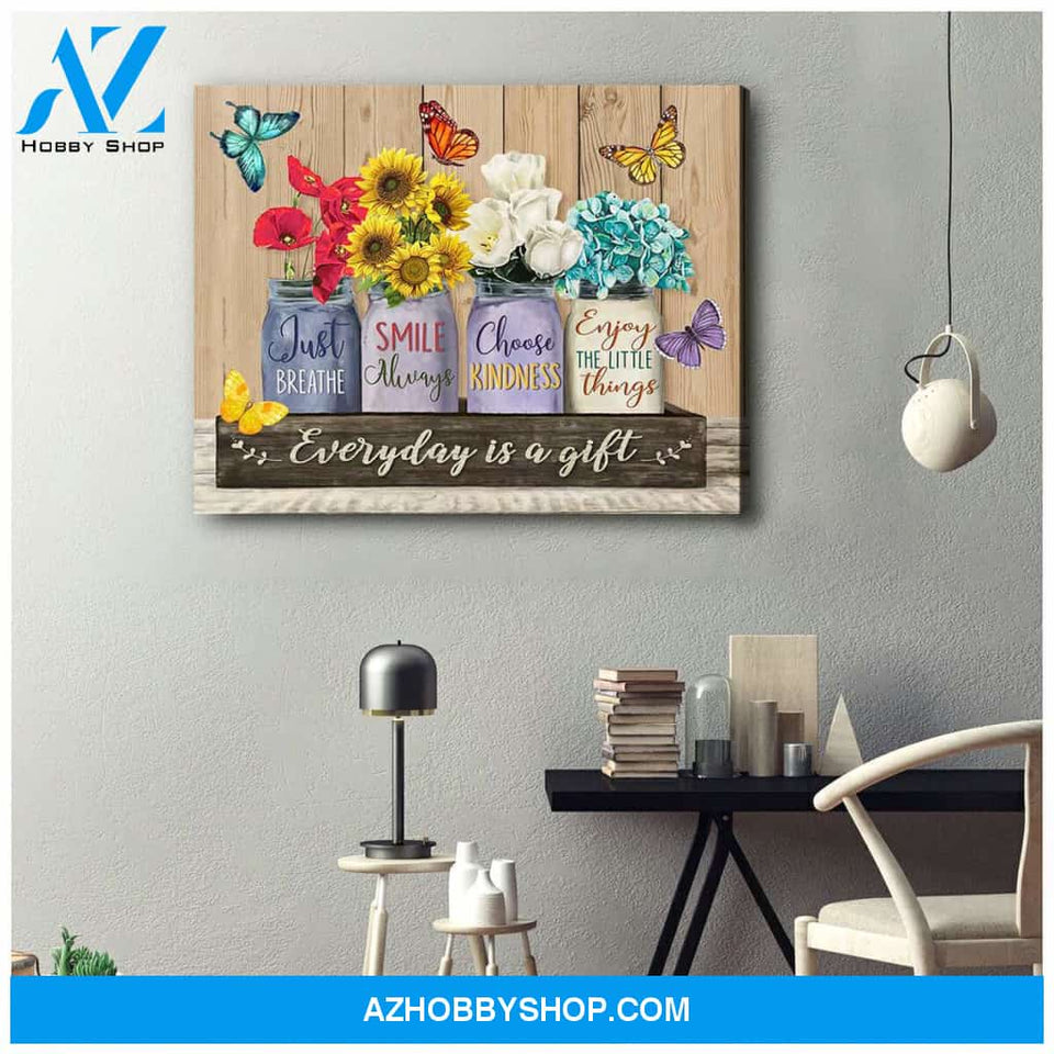 Butterfly Everyday Is A Gift Canvas Wall Art, Wall Decor Visual Art