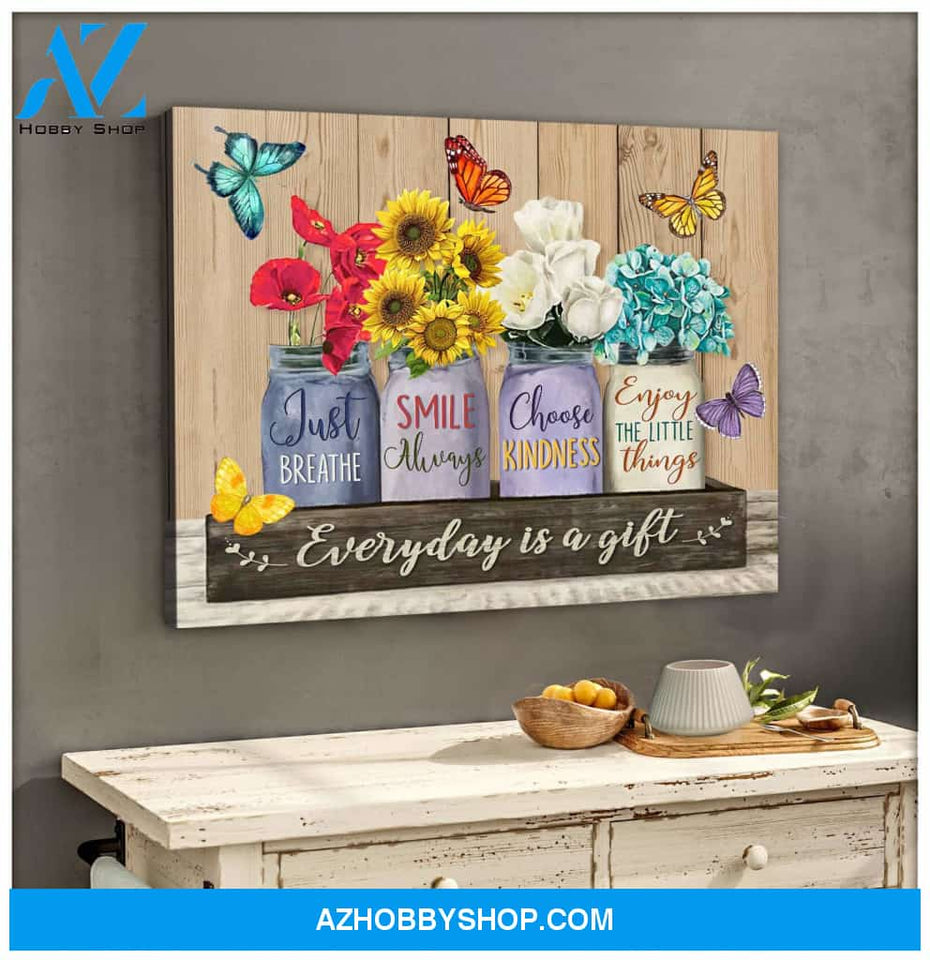 Butterfly Everyday Is A Gift Canvas Wall Art, Wall Decor Visual Art