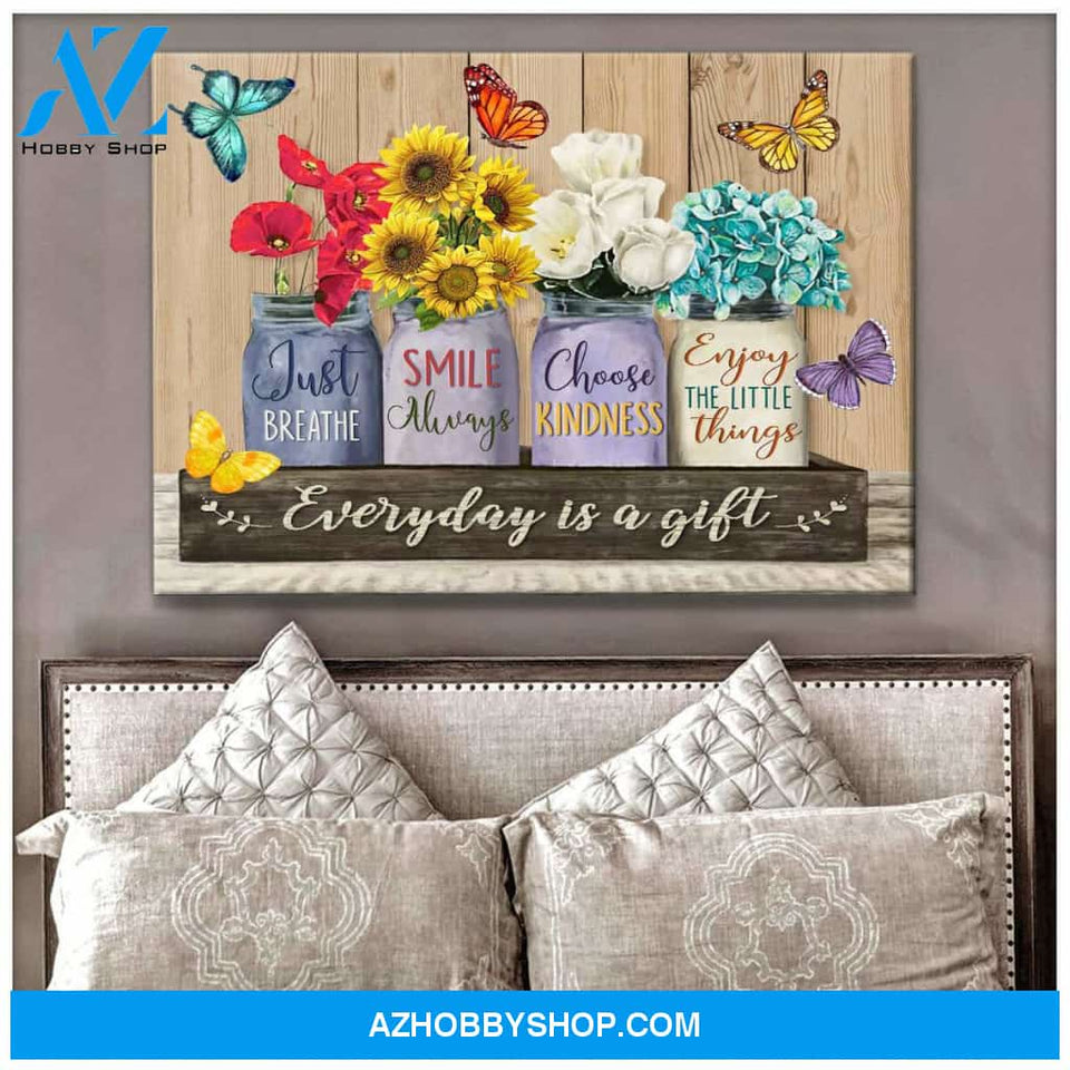 Butterfly Everyday Is A Gift Canvas Wall Art, Wall Decor Visual Art