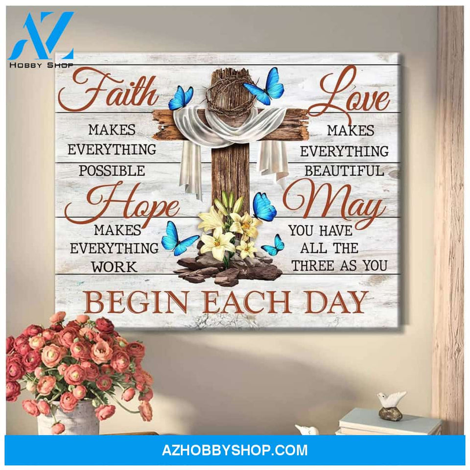 Butterfly Faith Hope Love Canvas Wall Art, Wall Decor Visual Art