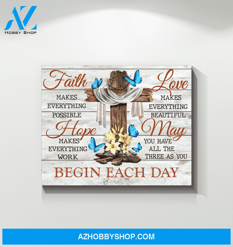 Butterfly Faith Hope Love Canvas Wall Art, Wall Decor Visual Art
