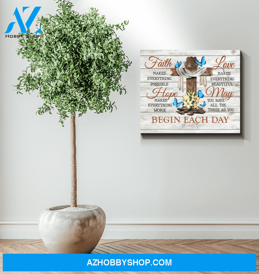Butterfly Faith Hope Love Canvas Wall Art, Wall Decor Visual Art