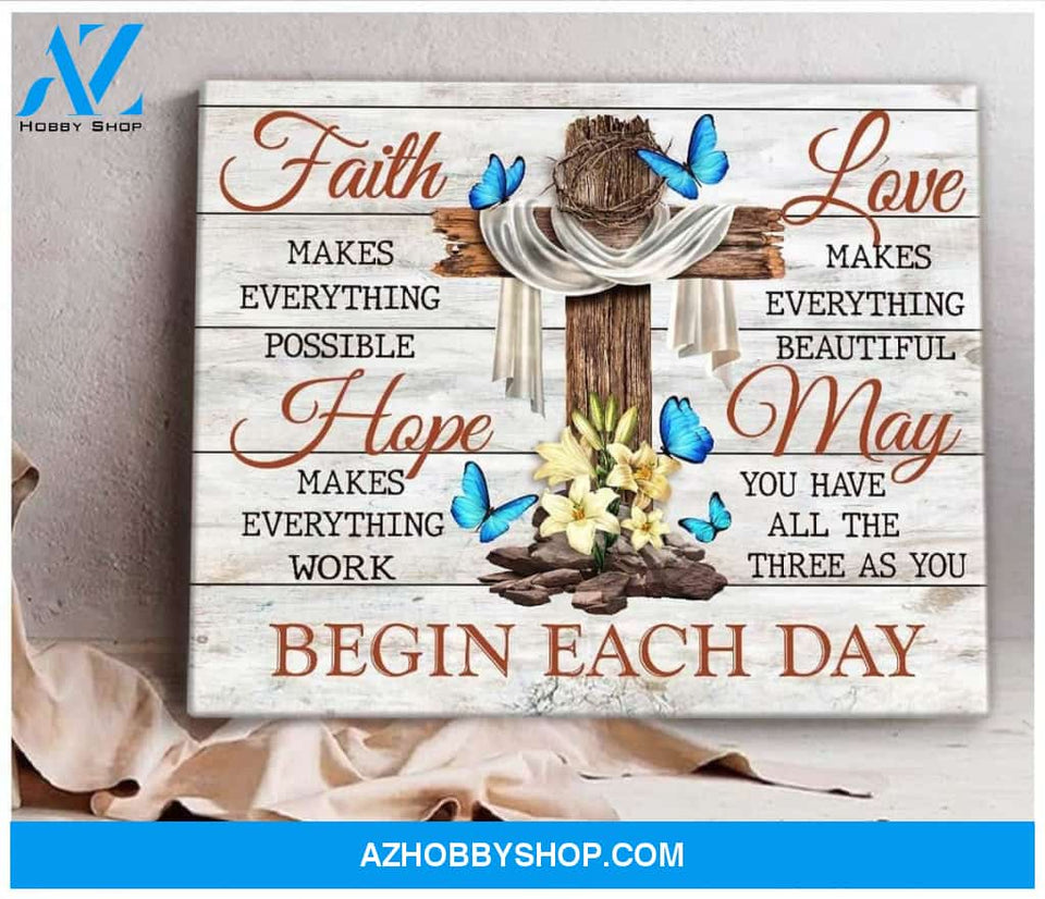Butterfly Faith Hope Love Canvas Wall Art, Wall Decor Visual Art