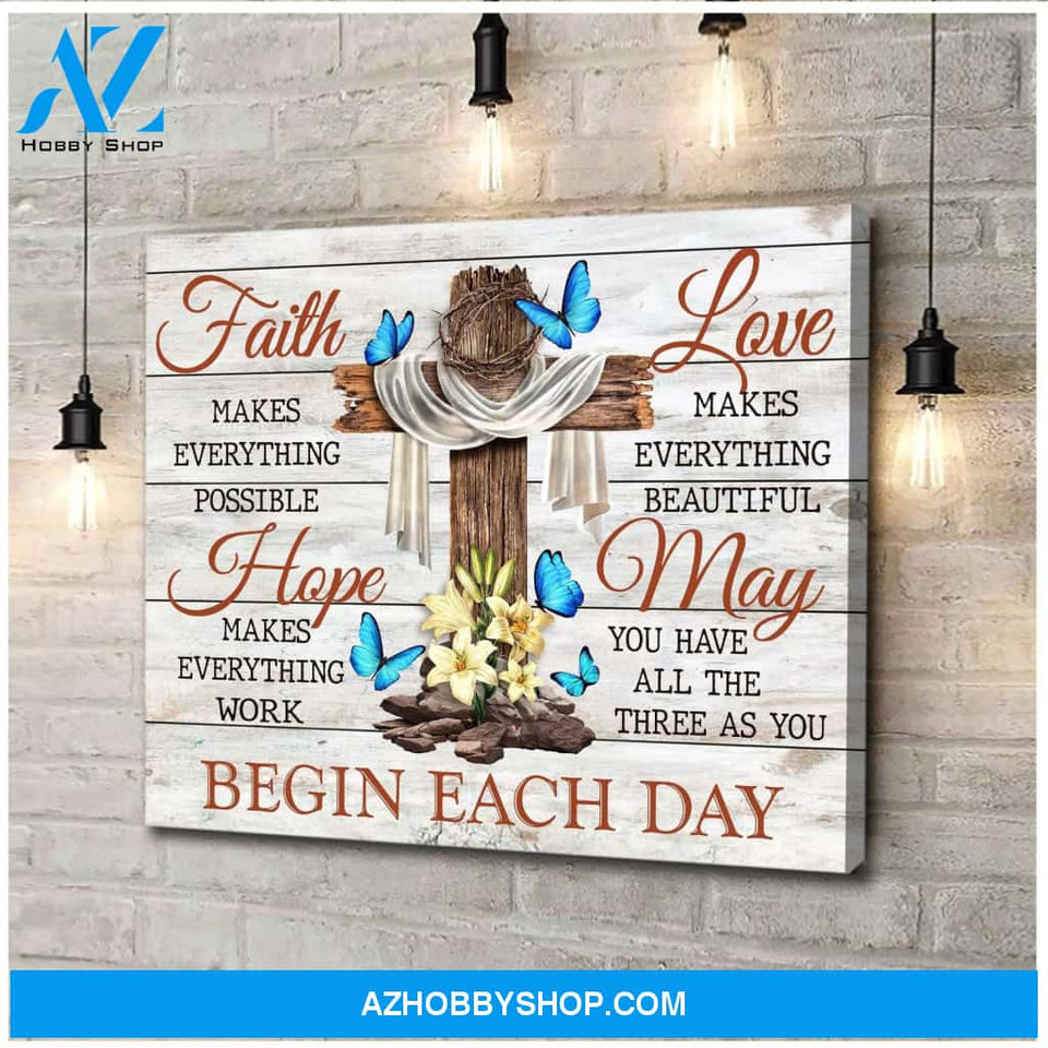 Butterfly Faith Hope Love Canvas Wall Art, Wall Decor Visual Art