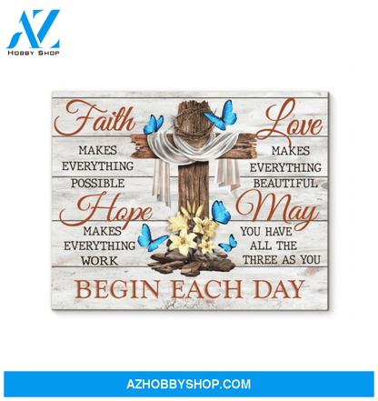 Butterfly Faith Hope Love Canvas Wall Art, Wall Decor Visual Art