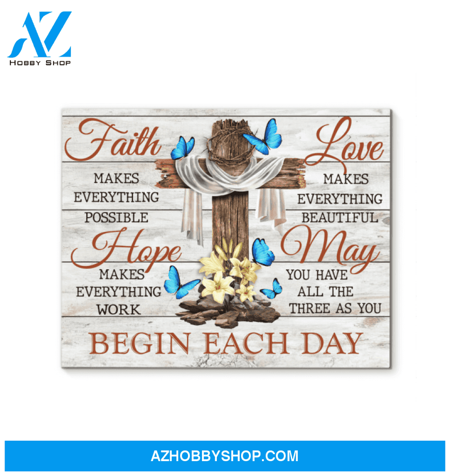 Butterfly Faith Hope Love Canvas Wall Art, Wall Decor Visual Art