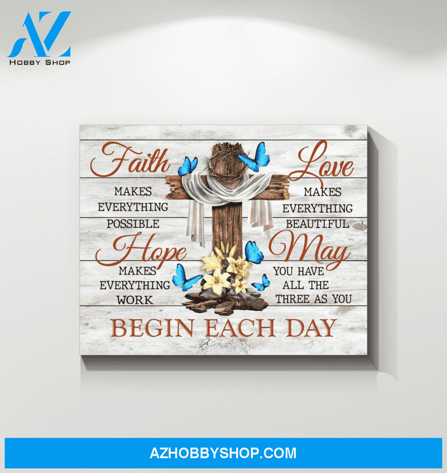 Butterfly Faith Hope Love Canvas Wall Art, Wall Decor Visual Art