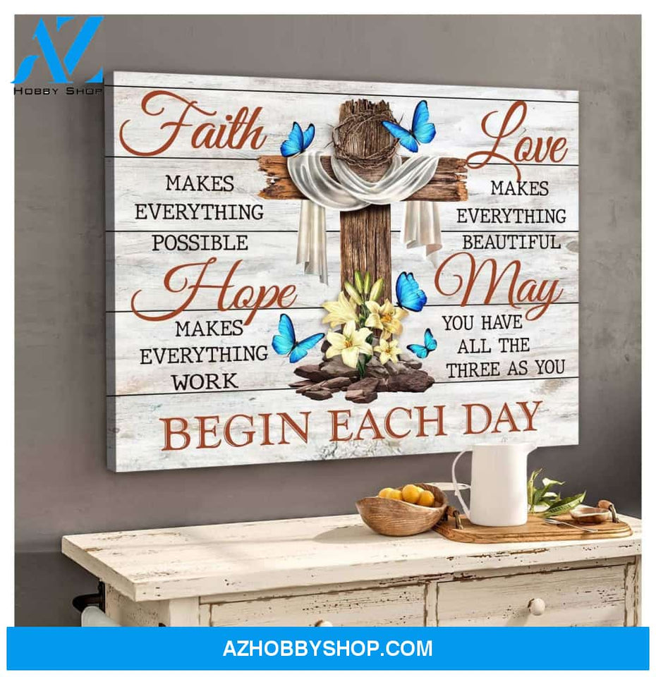 Butterfly Faith Hope Love Canvas Wall Art, Wall Decor Visual Art