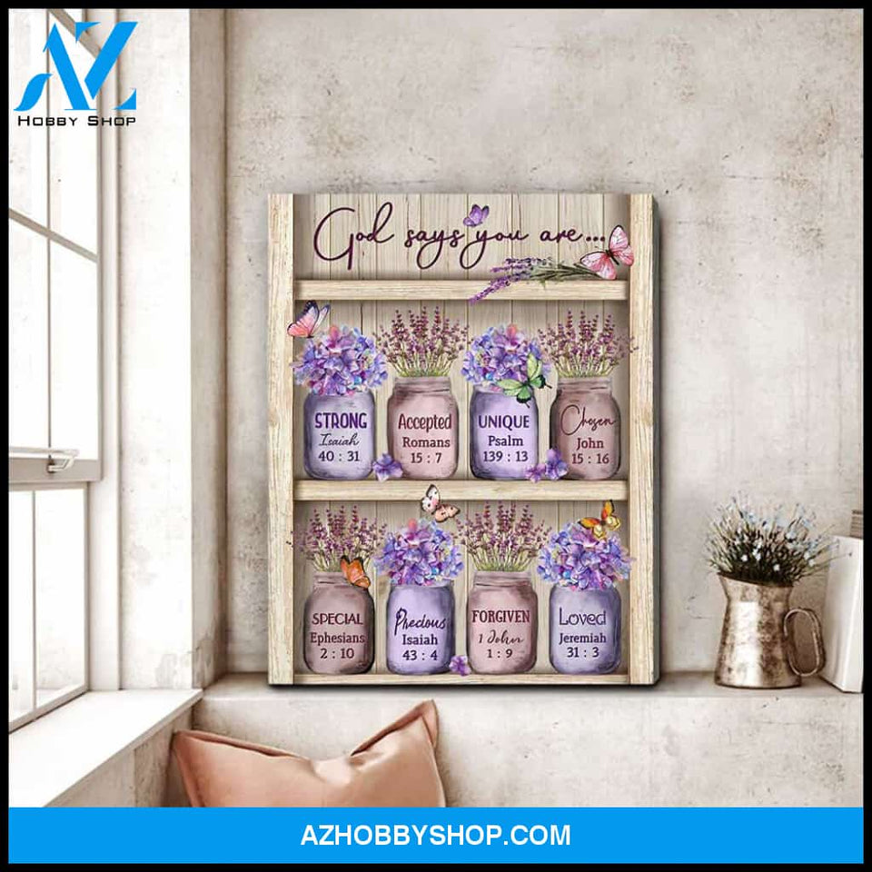 Butterfly Farmhouse God Says You Are Canvas Wall Art Decor