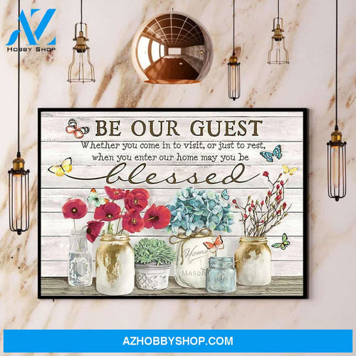 Butterfly Flower Be Our Guest Canvas And Poster, Wall Decor Visual Art