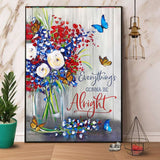 Butterfly Flower Everything'S Gonna Be Alright Paper Poster No Frame Matte Canvas Wall Decor
