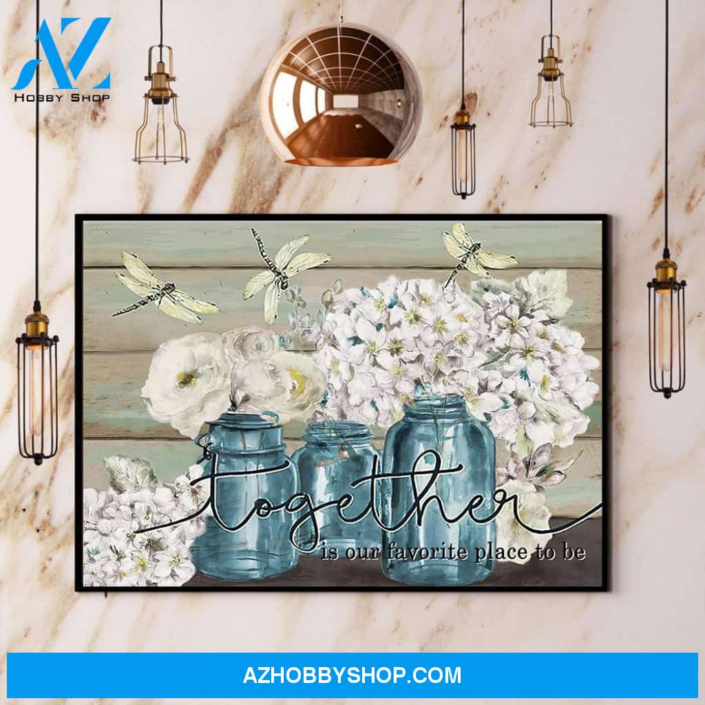 Butterfly Flower Together Is Our Favorite Place To Be Canvas And Poster, Wall Decor Visual Art