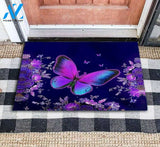 Butterfly Flowers Lavender Cute Indoor and Outdoor Doormat Warm House Gift Welcome Mat Birthday Gift for Butterfly Lover